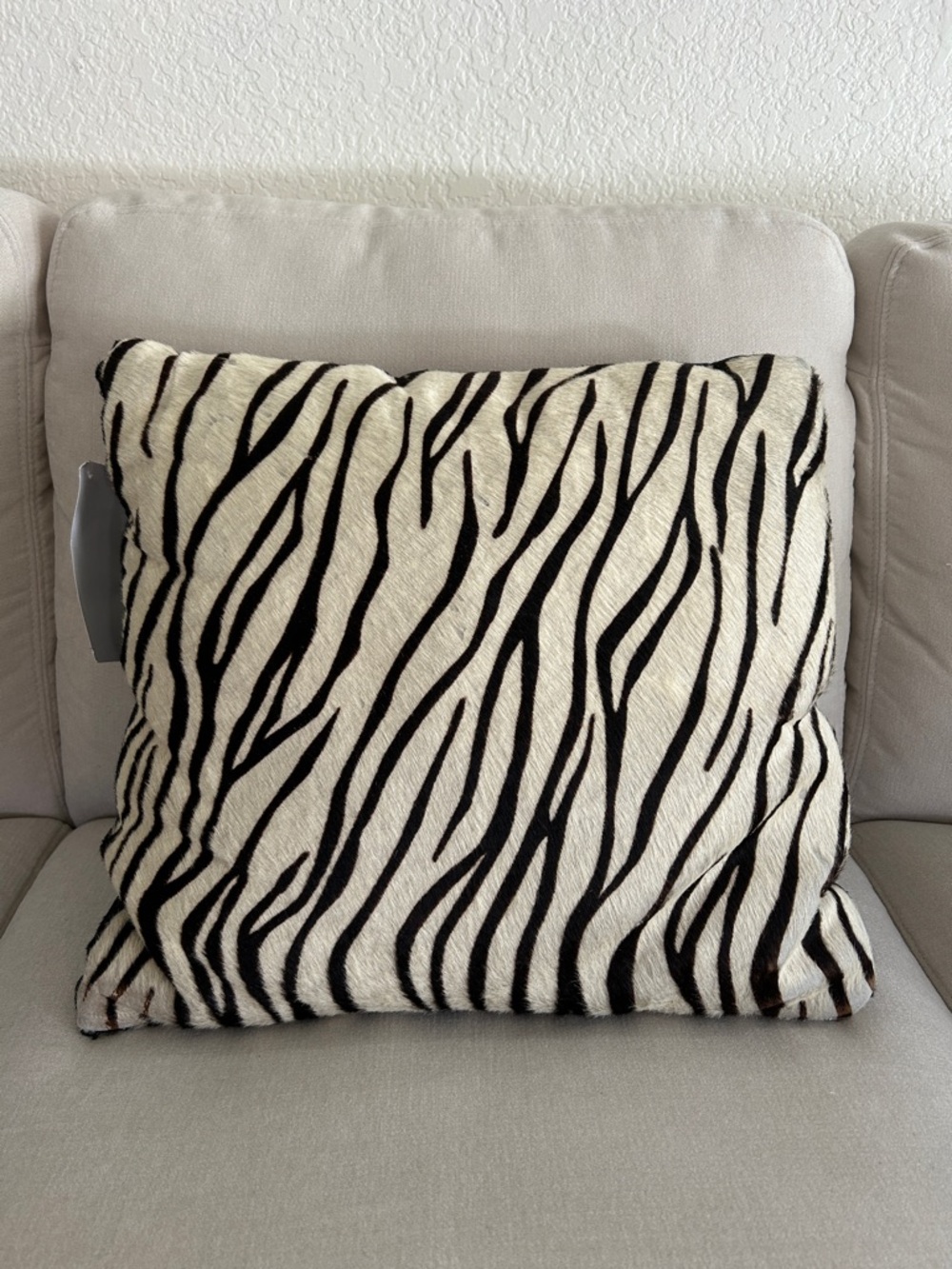 Zebra Print (authentic Hyde) Throw Pillow - Black and White